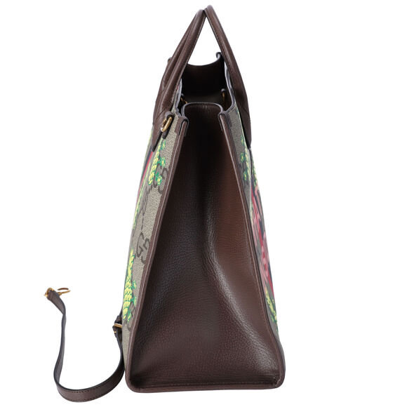 GUCCI Pineapple Tote Bag 659980 Brown Yellow Multi PVC Leather - Picture 4 of 7